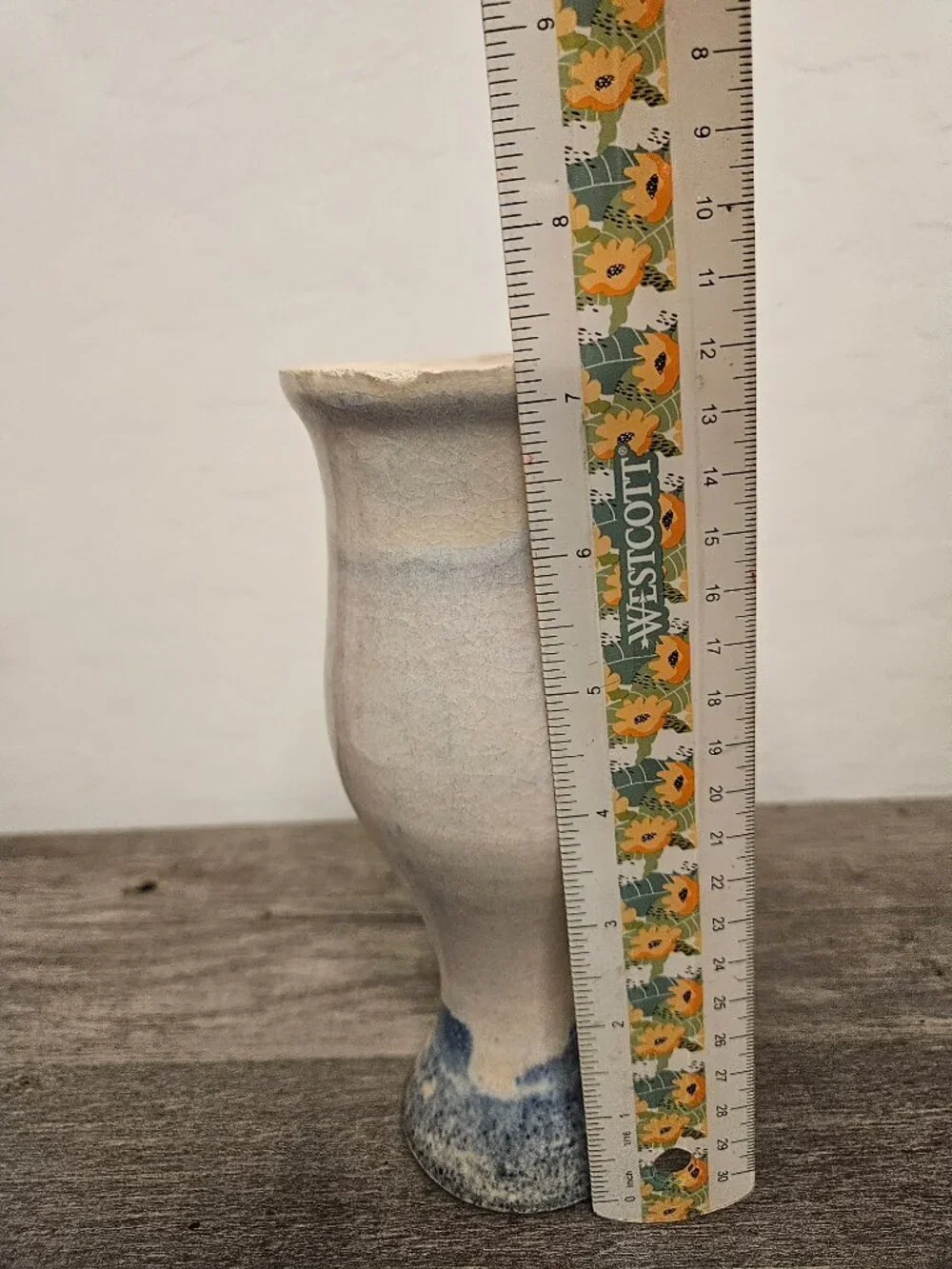 Handmade Matte Pale Blue Ceramic Bud Vase Signed Minimalist Pottery